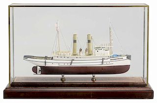 Hand-Crafted Wooden Model of Steamship