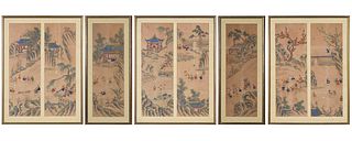 Group of Framed Korean Ink and Color Paintings