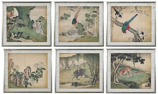 Six Framed Chinese Paintings on Silk