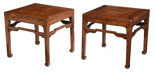 Pair Chinese Elm Square Low Tables