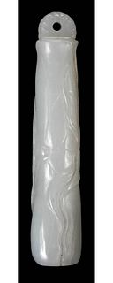 Chinese Pale Celadon Jade Tube Pendant