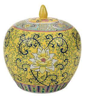 Chinese Yellow Porcelain Ginger Jar