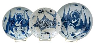 Group of Three Chinese Underglaze Blue Dishes
