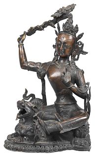 Tibetan Bronze Seated Manjushri Figure