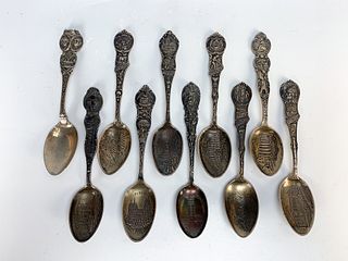 Ornate & Heavy Collectible Sterling Souvenir Spoons