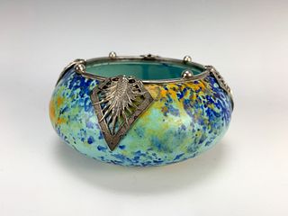 Ceramic D'Argyl Vase W/Silver Decorative Collar