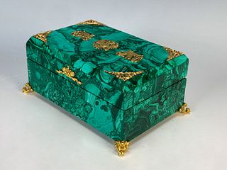 Russian Malachite & Gilt Decorated Hinged Box