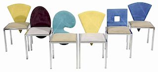 Set of Six Suede-Upholstered