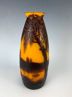 Signed Michel Cameo Art Glass Vase C.1920's