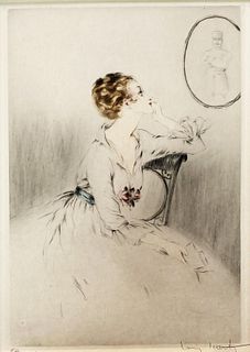 Louis Icart - Wife Waiting for Her Husband