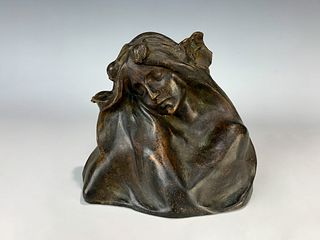 Hans Muller (1873-1937) Art Nouveau Bronze Bust C.