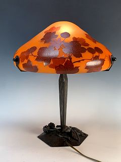 Art Deco Enameled Table Lamp Signed Leune