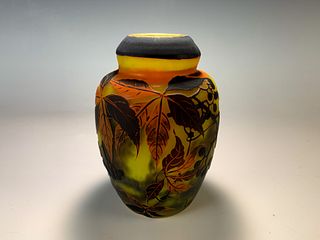 Signed Muller Fres Luneville Cameo Glass Vase