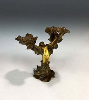 Art Nouveau 2 Tone Gilt Bronze Nude