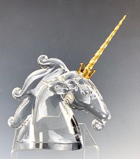 Steuben Unicorn w/ 18K Horn