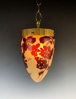 Signed Galle Cameo Glass Hallway Lamp C1900