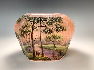 Lamartine French Cameo Enameled Glass Vase