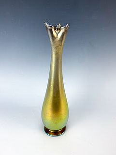 LC Tiffany 4 Stem Gold Favrile Glass Vase