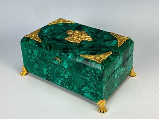Russian Malachite & Gilt Decorated Hinged Box