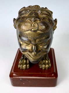 Unusual Double Face Mid 19th C. Bronze Inkwell