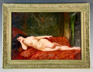 19th Century Orientalist Sgd. Nude Oil Painting