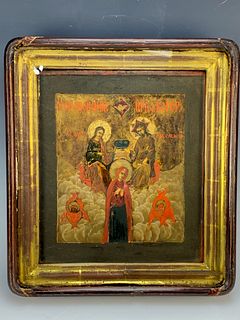 18thC Icon Painted "Mary & Saints"