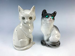 Two Vintage Figural Cat Perfume Night Lamps