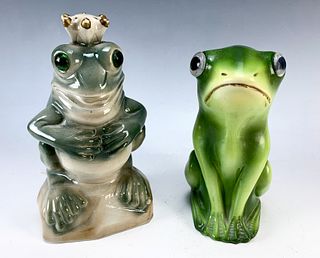 Two Vintage Figural Frog Perfume Night Lamps