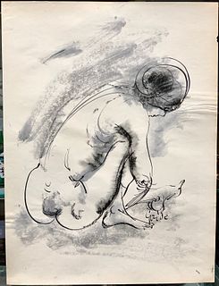 Hendrik Grise (1914-1982) Nude Watercolor