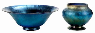 Steuben Glass Blue Aurene Bowl and
