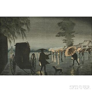Kobayashi Kiyochika (1847-1915), Night Rain at Yanagihara