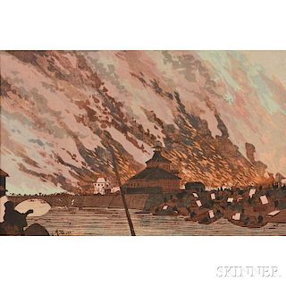 Kobayashi Kiyochika (1847-1915), Asakusa Bridge in Ryogoku Fire