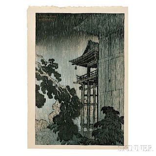 Ito Shinsui (1896-1972), Night Rain at Mii Temple
