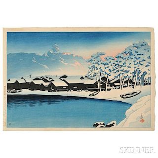 Kawase Hasui (1883-1957), Morning Snow at Ogi Harbor, Sado Island