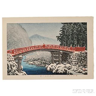 Kawase Hasui (1883-1957), Snow at Shinkyo Bridge, Nikko