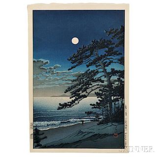 Kawase Hasui (1883-1957), Spring Moon at Ninomiya Beach