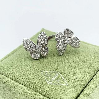 Van Cleef & Arpels 18K White Gold & 1.67ct Diamond Two Butterfly Ring