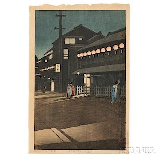 Kawase Hasui (1883-1957), Evening in Soemoncho Town, Osaka