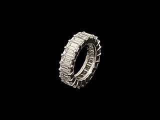 Kwiat Eternity Wedding Ring with 6.75 ct VS1-E Emerald-Cut Diamonds, size 5