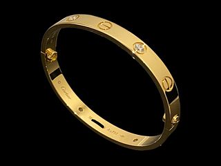 Cartier 18k Yellow Gold 4 Diamond Love Bracelet Size 16