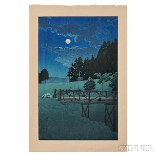 Kawase Hasui (1883-1957), Moon at Akebi Bridge
