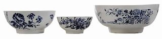 Three Early Worcester Bowls, Blue