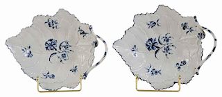 Pair Early Worcester Leaf Dishes