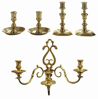 Two Pairs Brass Candlesticks, and a