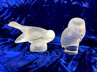 Two Large Lalique Bird Figures