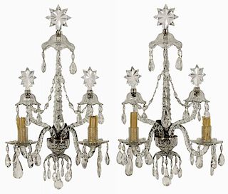 Pair George III Faceted Crystal and