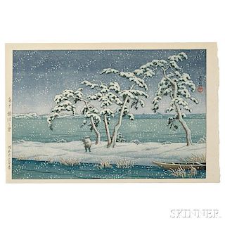 Kawase Hasui (1883-1957), Snow at Hinuma Swamp, Mito