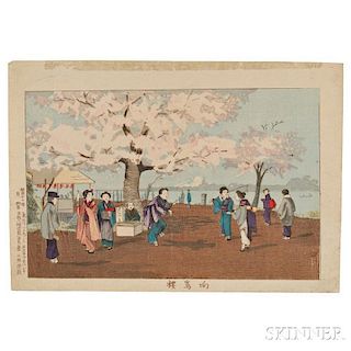 Kobayashi Kiyochika (1847-1915), Cherry Blossoms at Mukojima