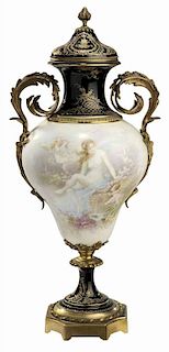 Hand-Painted Sèvres  or Sevres Style Porcelain Urn