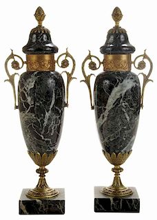 Pair Empire Style Marble and Gilt
